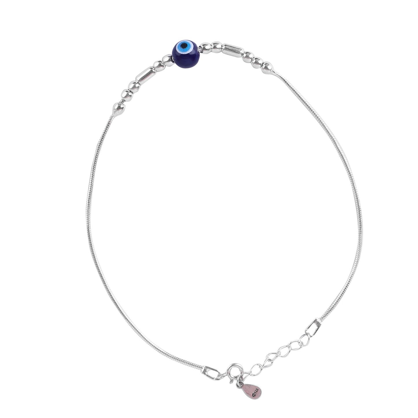 EVIL EYE 92.5 HALLMARK STERLING SILVER ANKLET