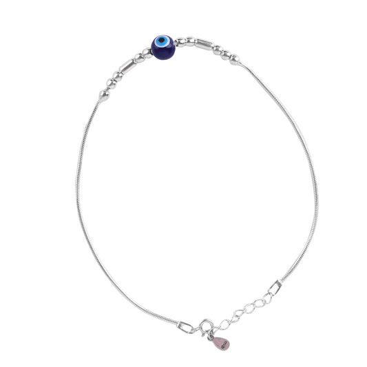 EVIL EYE 92.5 HALLMARK STERLING SILVER ANKLET