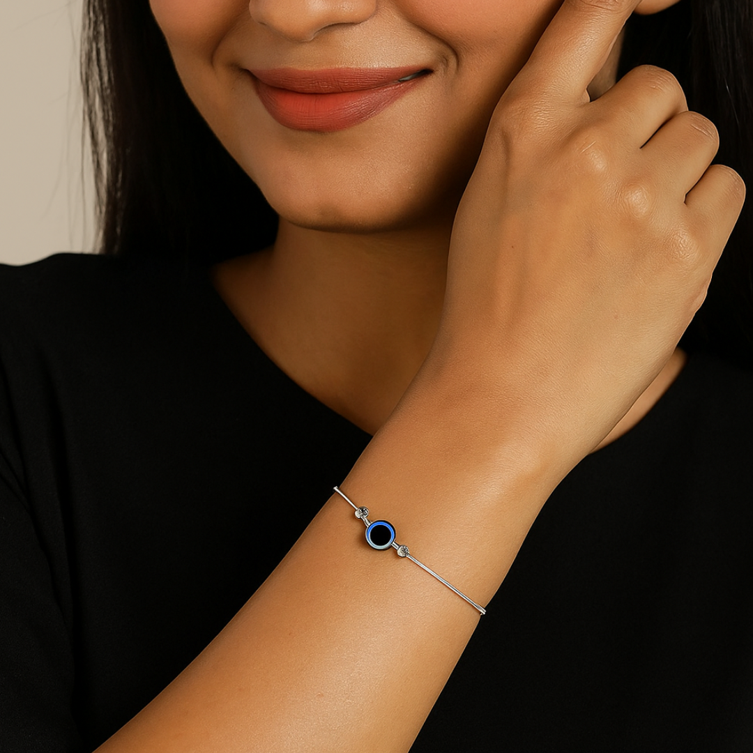 GORGEOUS 92.5 STERLING SILVER EVIL EYE BRACLET