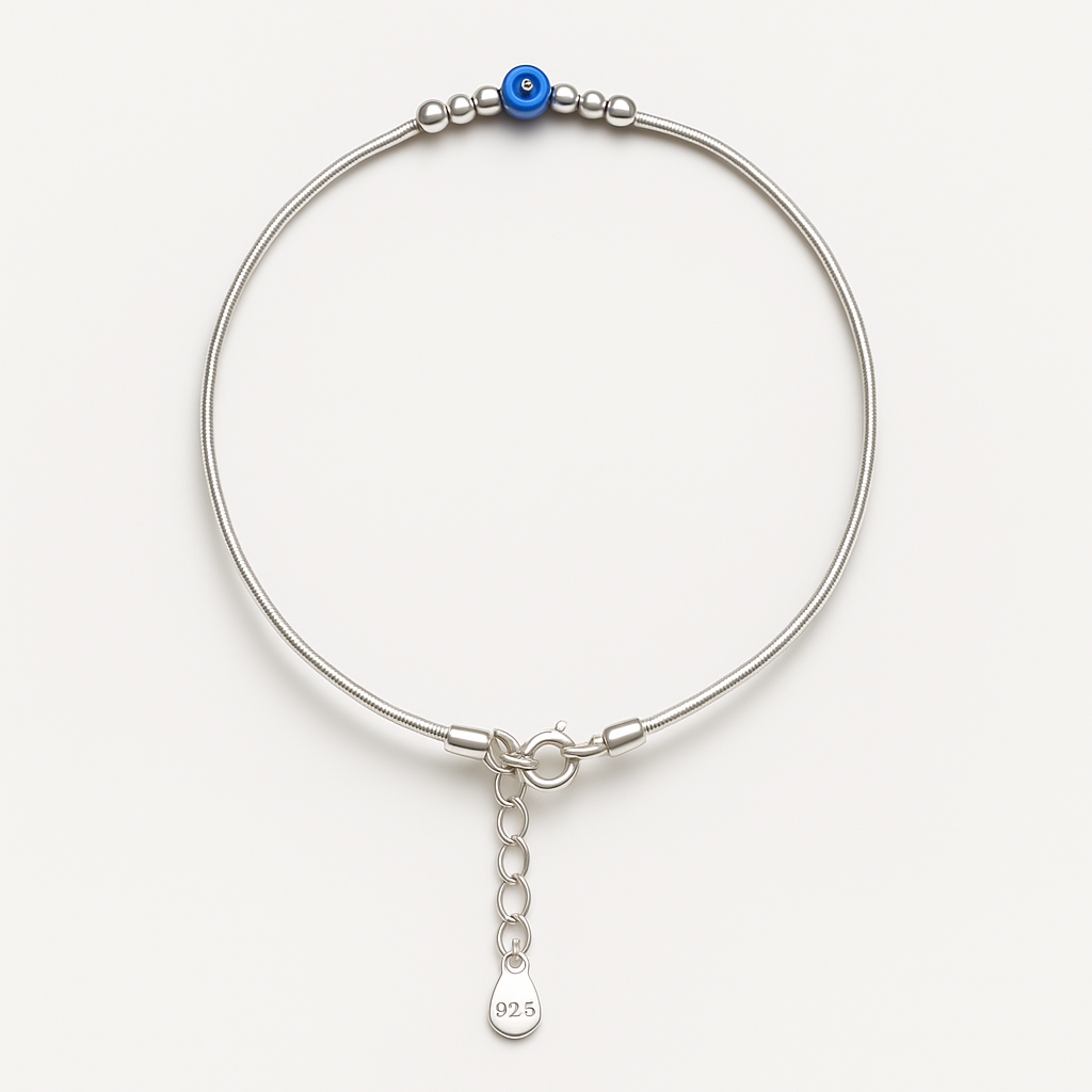92.5 STERLING SILVER EVIL EYE ANKLET