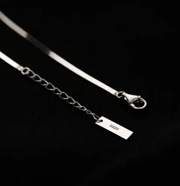 Delicate Minimalist Style Sterling Silver 92.5 Flat Chain Anklet