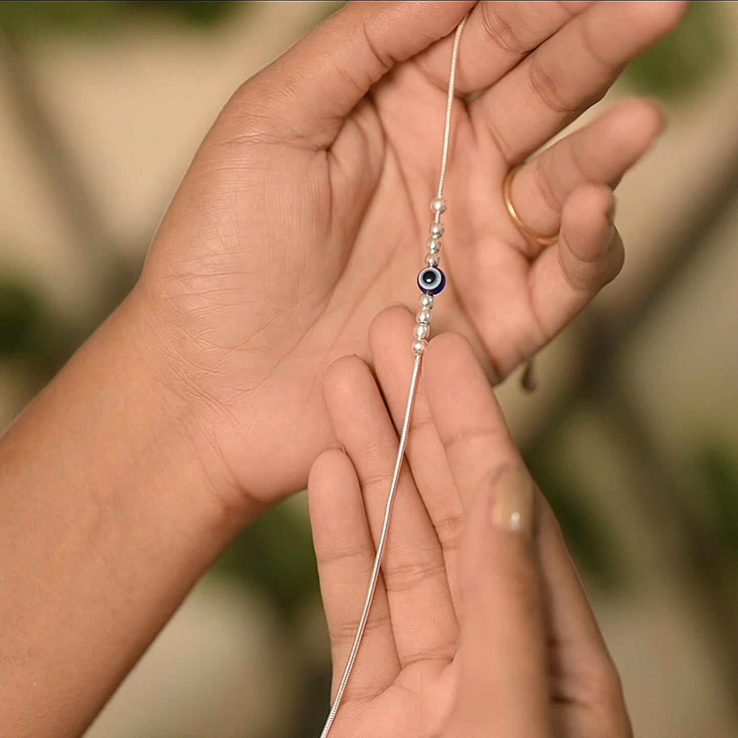 92.5 STERLING SILVER EVIL EYE ANKLET