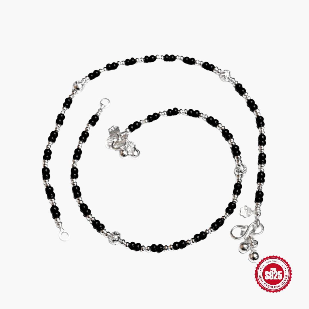 STERLING SILVER BLACK BEADS NAZARIA PAYAL