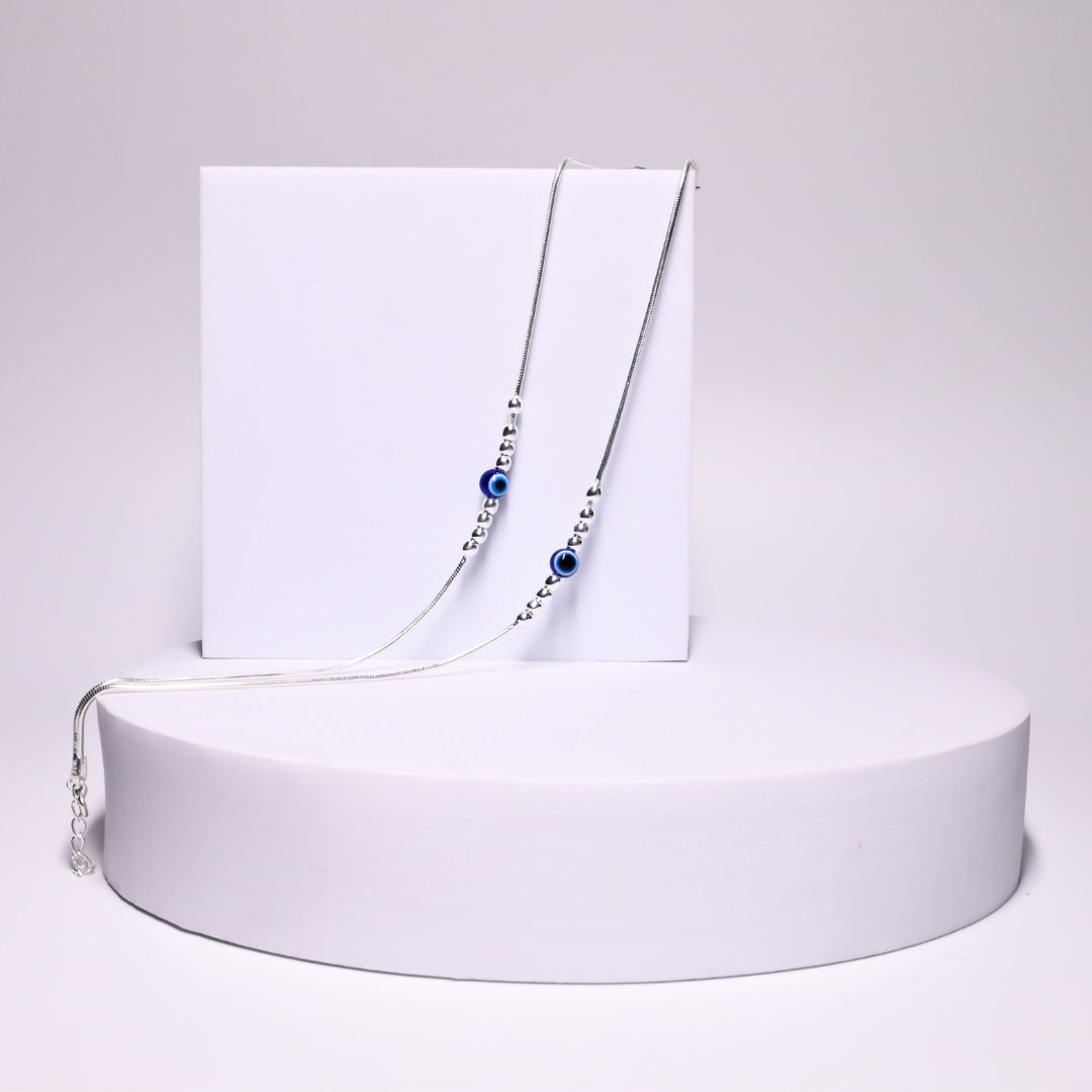 92.5 STERLING SILVER EVIL EYE ANKLET