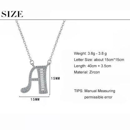 Sterling Silver CZ Pendent letter Locket Necklace