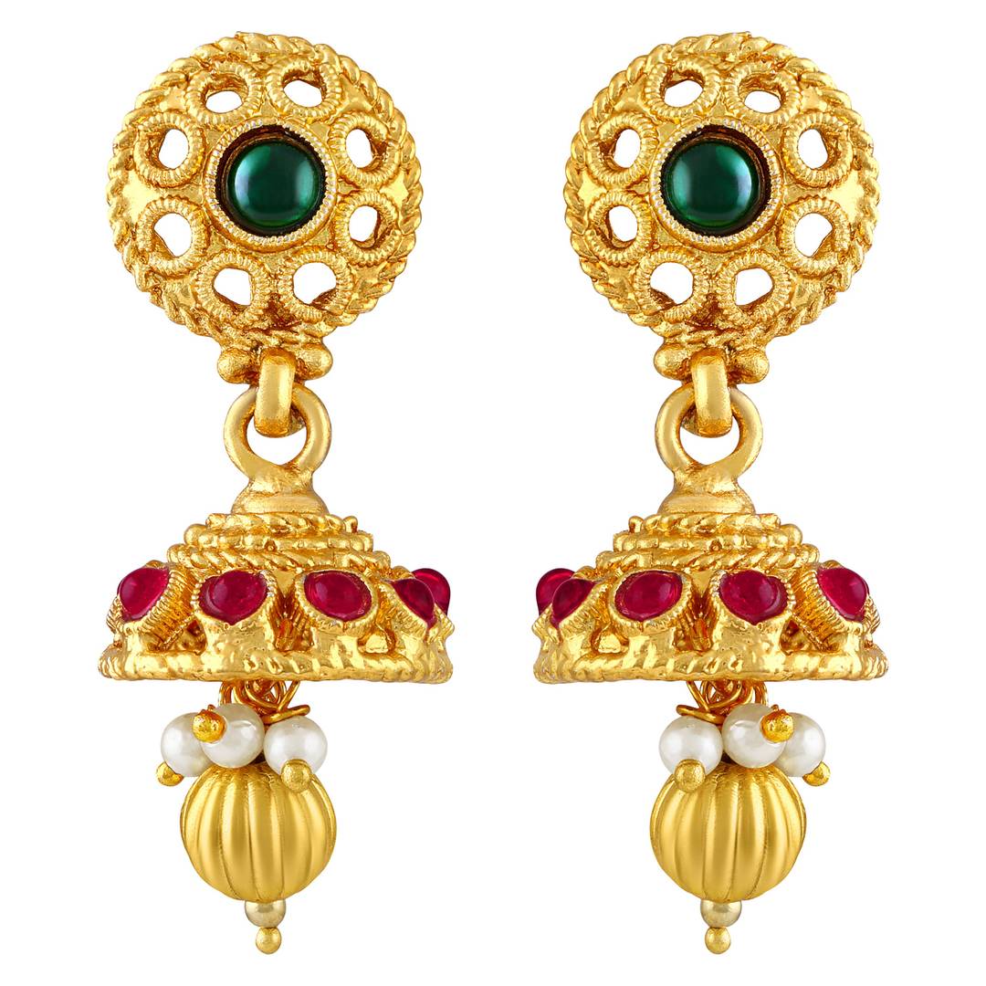 Traditional Laxmi Pendent Gold Plated Opera Style Necklace Set