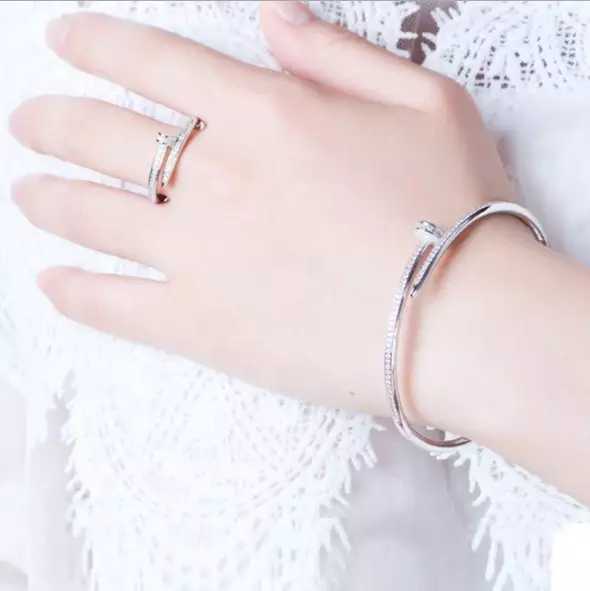 CZ 92.5 Sterling Silver Fashion Nail Braclet