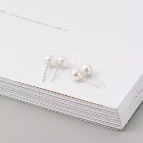 PURE NATURAL FRESH WATER SEA SHELL PEARL STUD EARRINGS