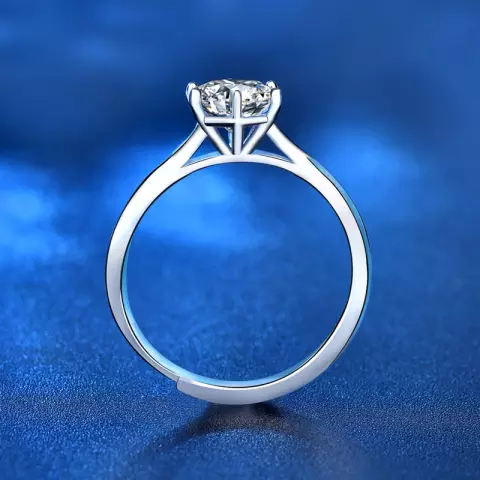 RESIZABLE ELEGANT PURE 92.5 STERLING SILVER PLATINUM PLATED MOSSENITE DIAMOND RING