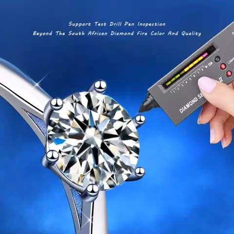RESIZABLE ELEGANT PURE 92.5 STERLING SILVER PLATINUM PLATED MOSSENITE DIAMOND RING