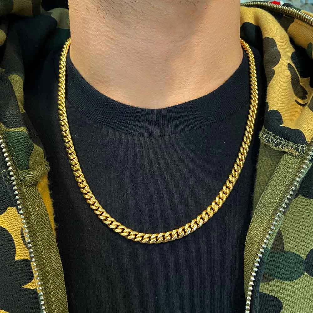 SWASTIK JEWEL REAL 18K MICRO GOLD PLATED CUBAN LINK CHAIN FOR MEN AND WOMEN