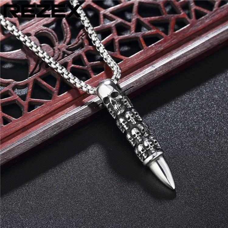 Ghost Head Bullet Skull Chain Pendent Punk Men's Jewelry