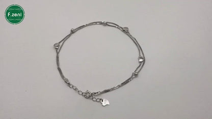 Women Charm Ankle Bracelet Anklets White Gold Plated 925 Sterling Silver Anklets Foot Jewelry Anklets