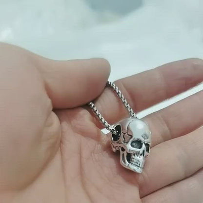 Gothic Jewelry Pendant Silver Plated Skull Chain Pendant For Men