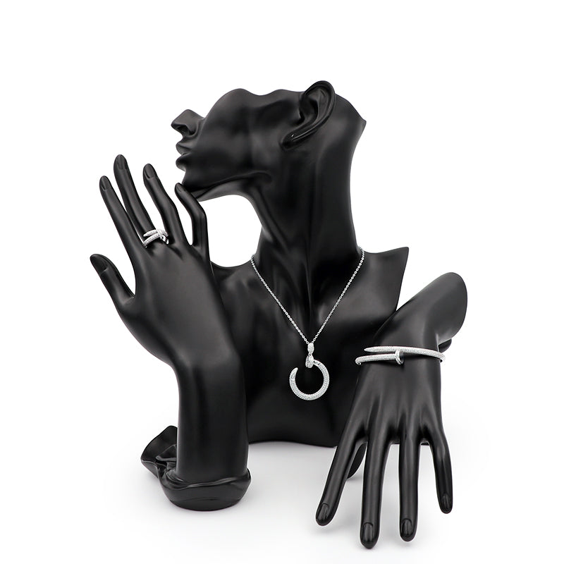 Sterling Silver Cubic Zerconia Nail Ring