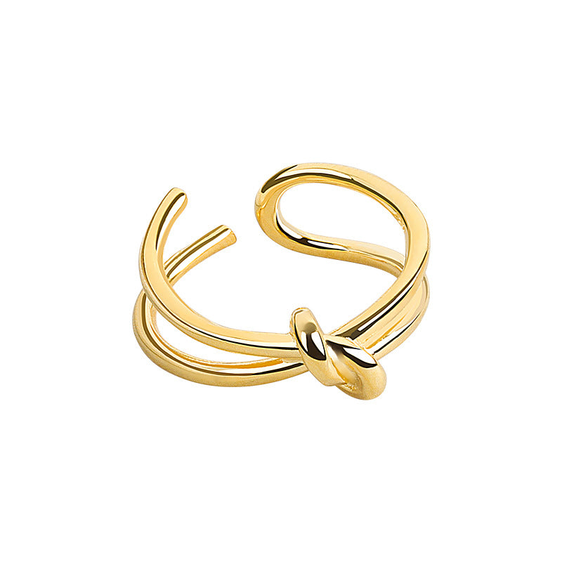 Opening Adjustable Ring 925 Simple Knot Women'S Gold Plated & Silver Rings