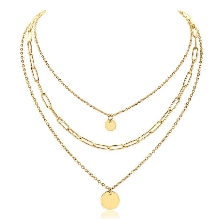 GORGEOUS MULTI LAYERED TRIPLE STRAND PENDENT NECKLACE