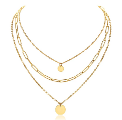 GORGEOUS MULTI LAYERED TRIPLE STRAND PENDENT NECKLACE