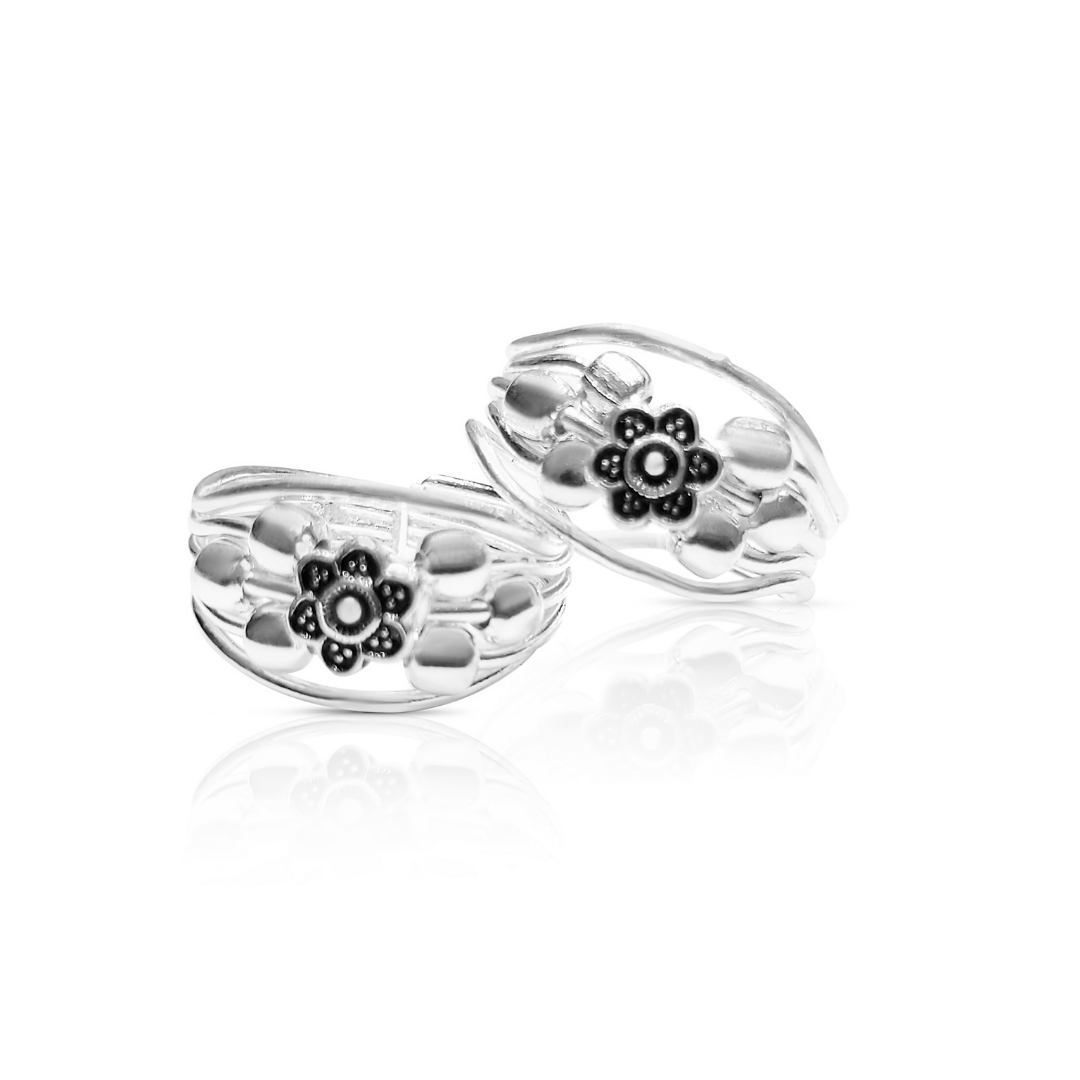 92.5 STERLING SILVER BALLS ADJUSTABLE TOE RING FOR WOMEN