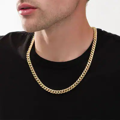 SWASTIK JEWEL REAL 18K MICRO GOLD PLATED CUBAN LINK CHAIN FOR MEN AND WOMEN