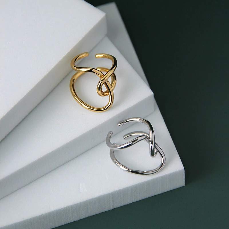 Adjustable Twisted 925 Sterling Silver Open Rings For Women