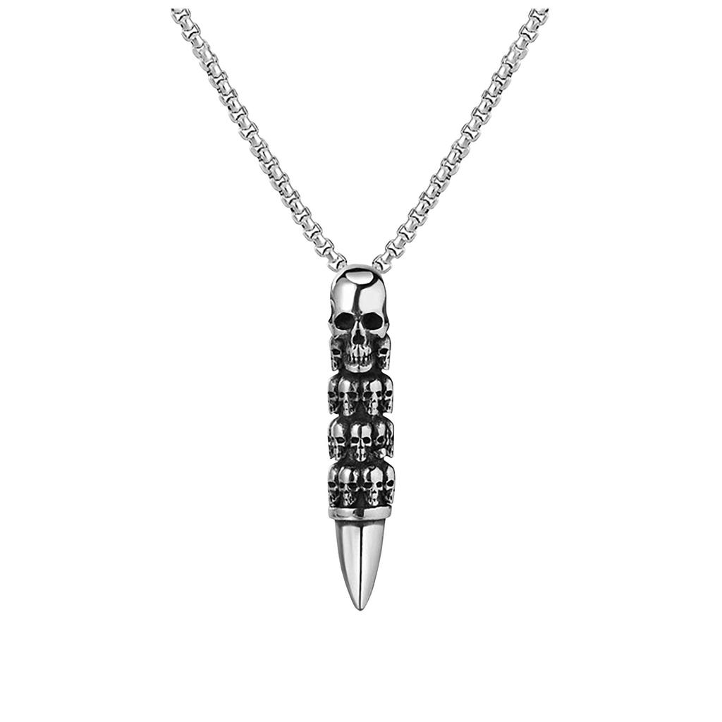 Ghost Head Bullet Skull Chain Pendent Punk Men's Jewelry