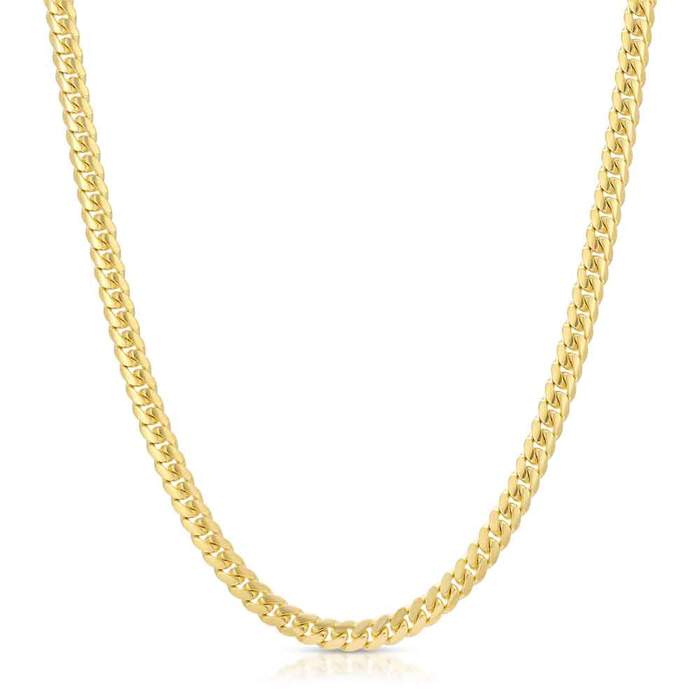 SWASTIK JEWEL REAL 18K MICRO GOLD PLATED CUBAN LINK CHAIN FOR MEN AND WOMEN