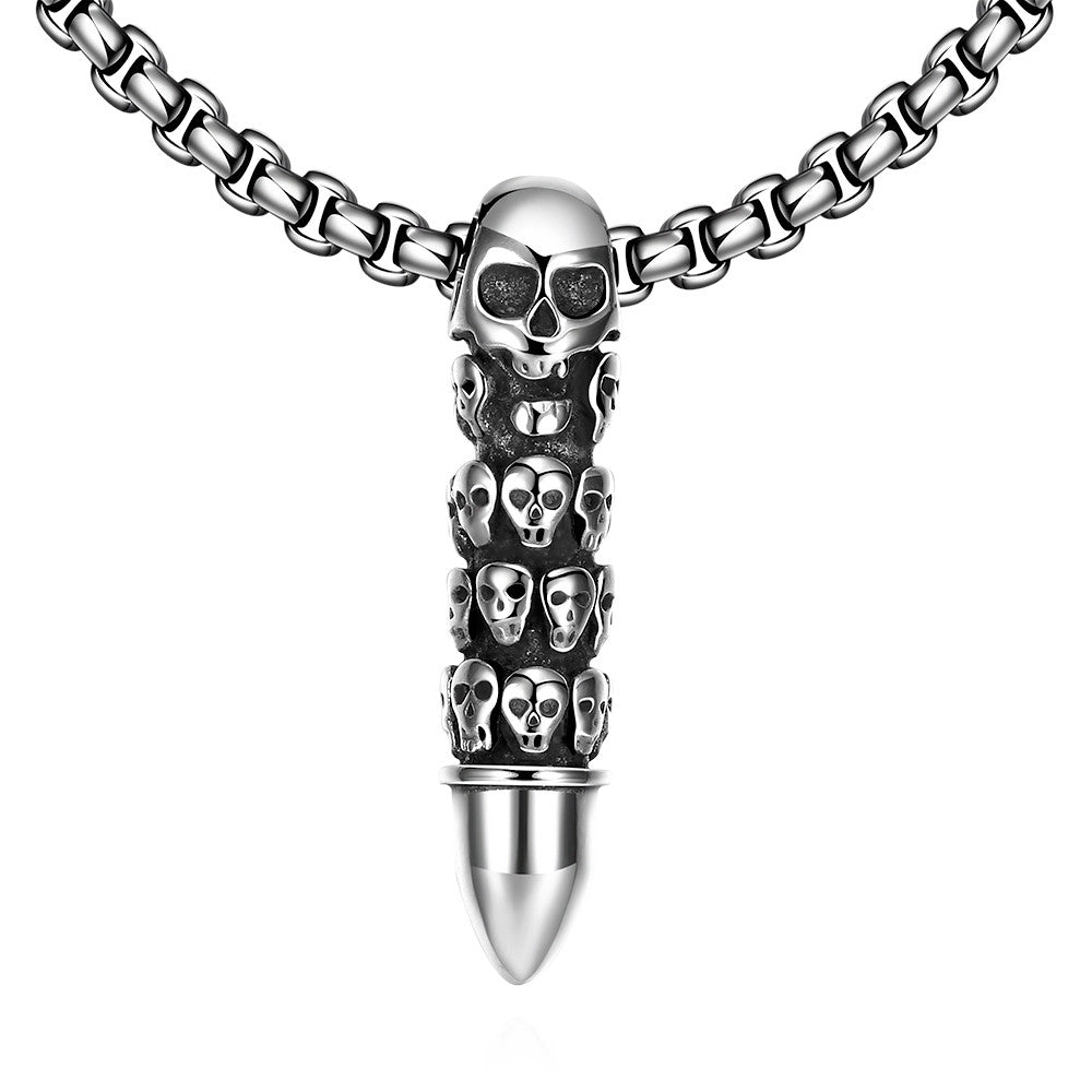 Ghost Head Bullet Skull Chain Pendent Punk Men's Jewelry