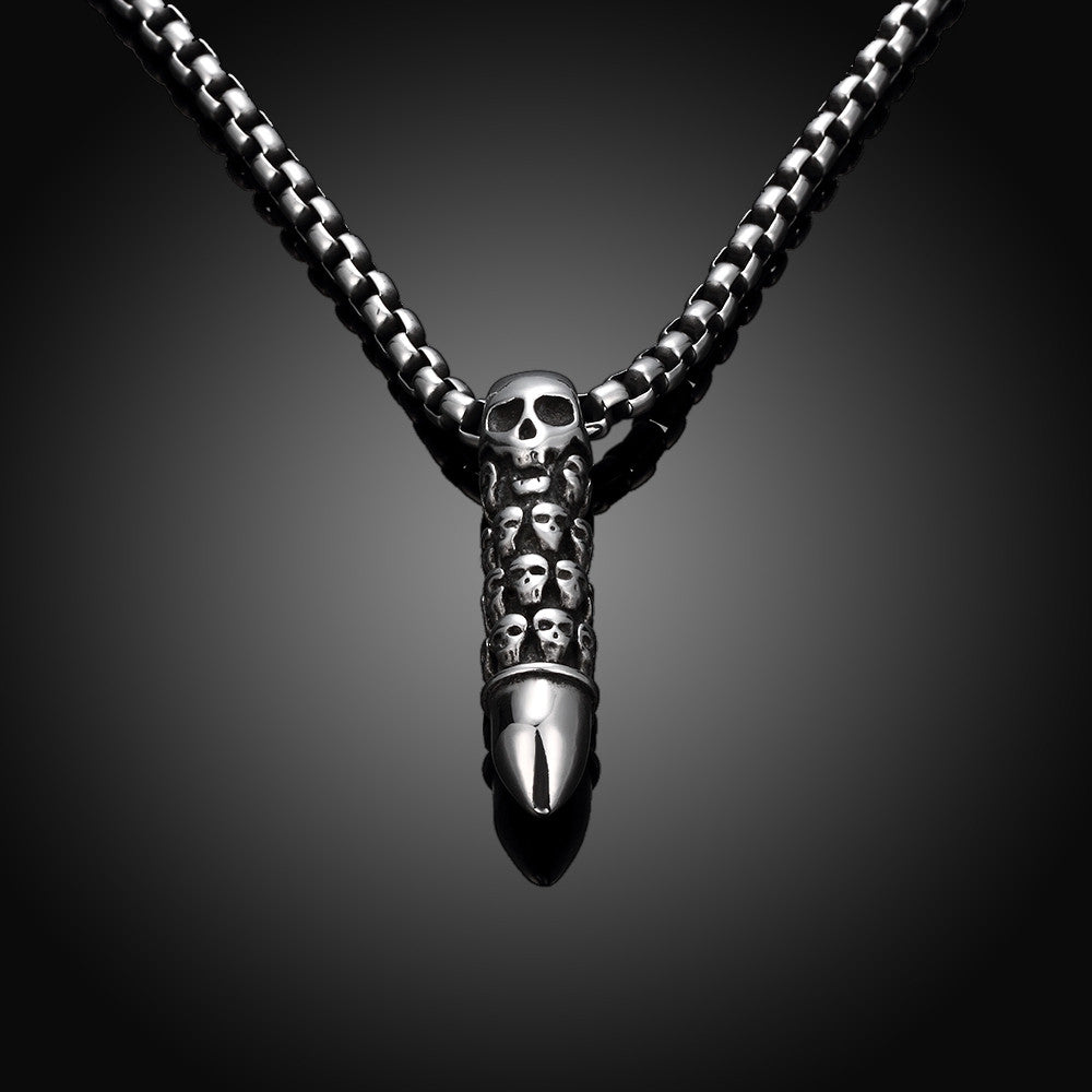 Ghost Head Bullet Skull Chain Pendent Punk Men's Jewelry