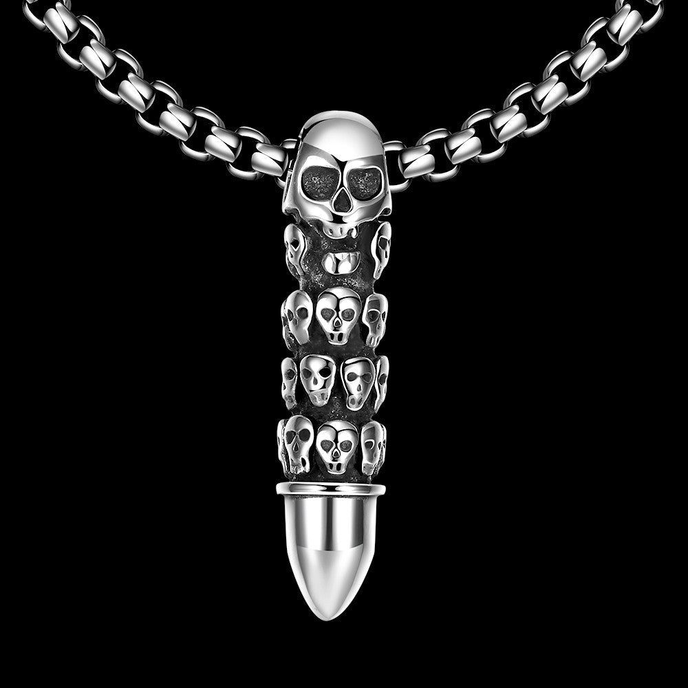 Ghost Head Bullet Skull Chain Pendent Punk Men's Jewelry