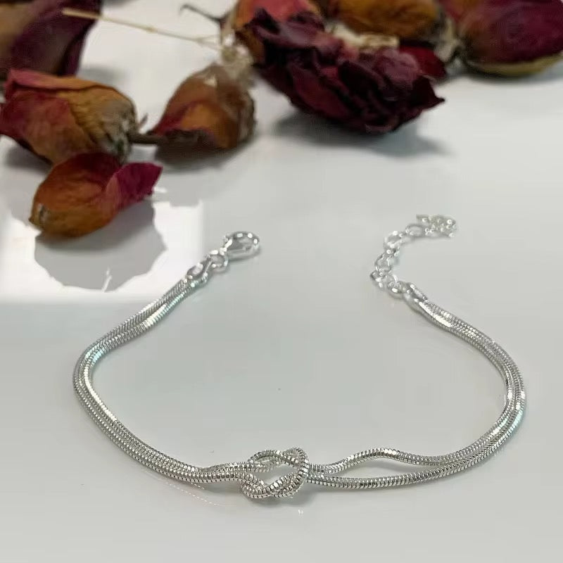 Stylish Minimalist Sterling Silver 92.5 New Infinity Love Knot Couple Bracelet