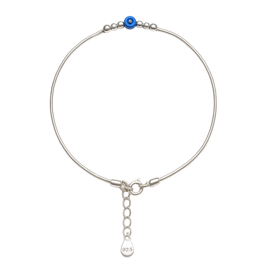 92.5 STERLING SILVER EVIL EYE ANKLET