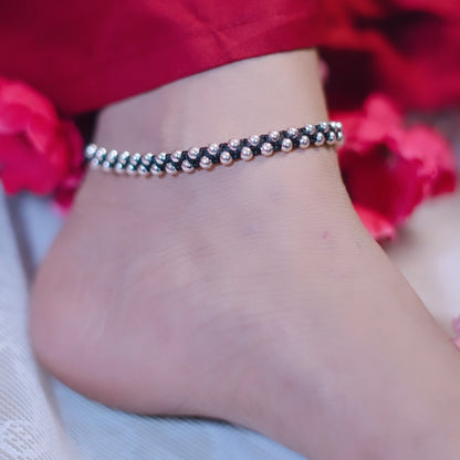 STERLING SILVER 92.5 MULTIPLE BALL THREAD ANKLET
