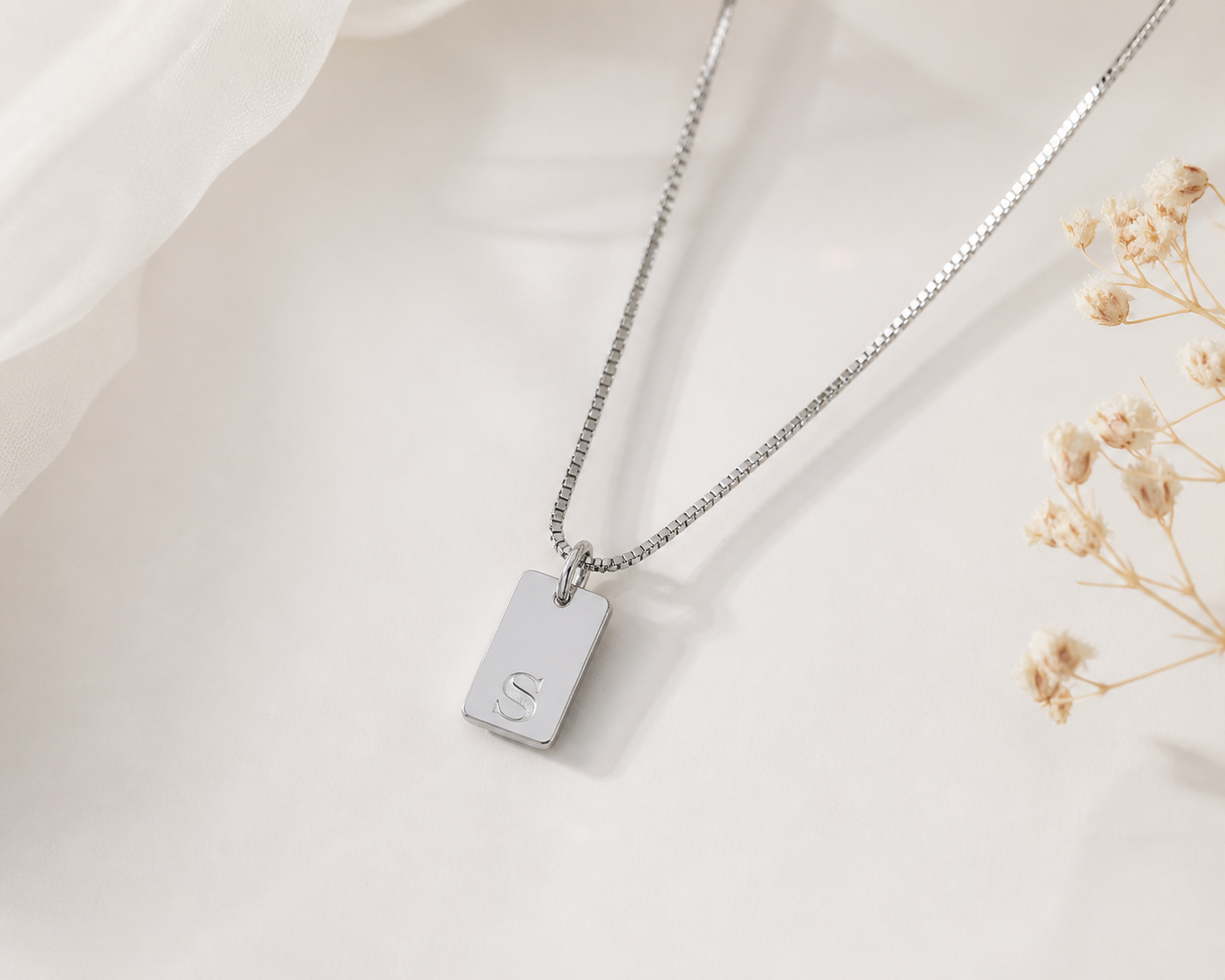 Silver Initial Charm Necklace