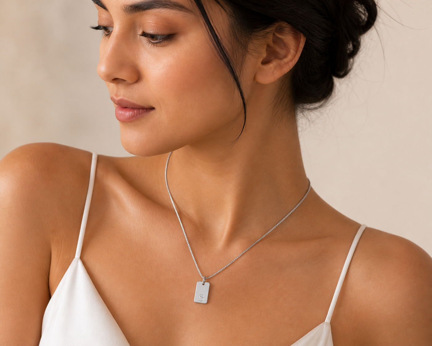 Silver Initial Charm Necklace