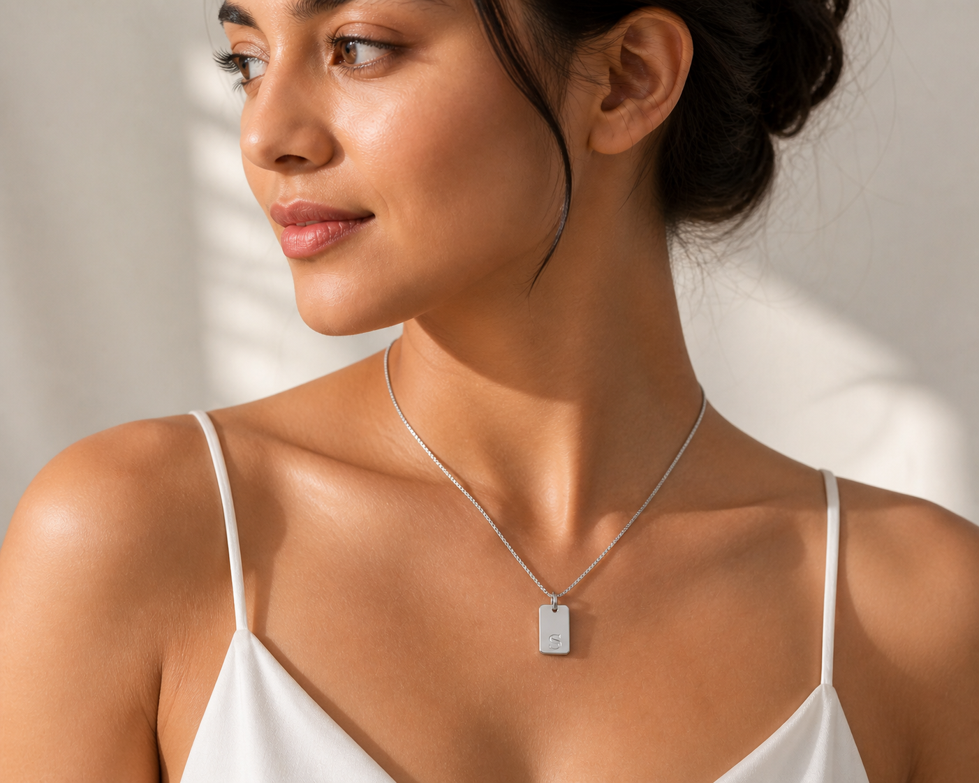 Silver Initial Charm Necklace