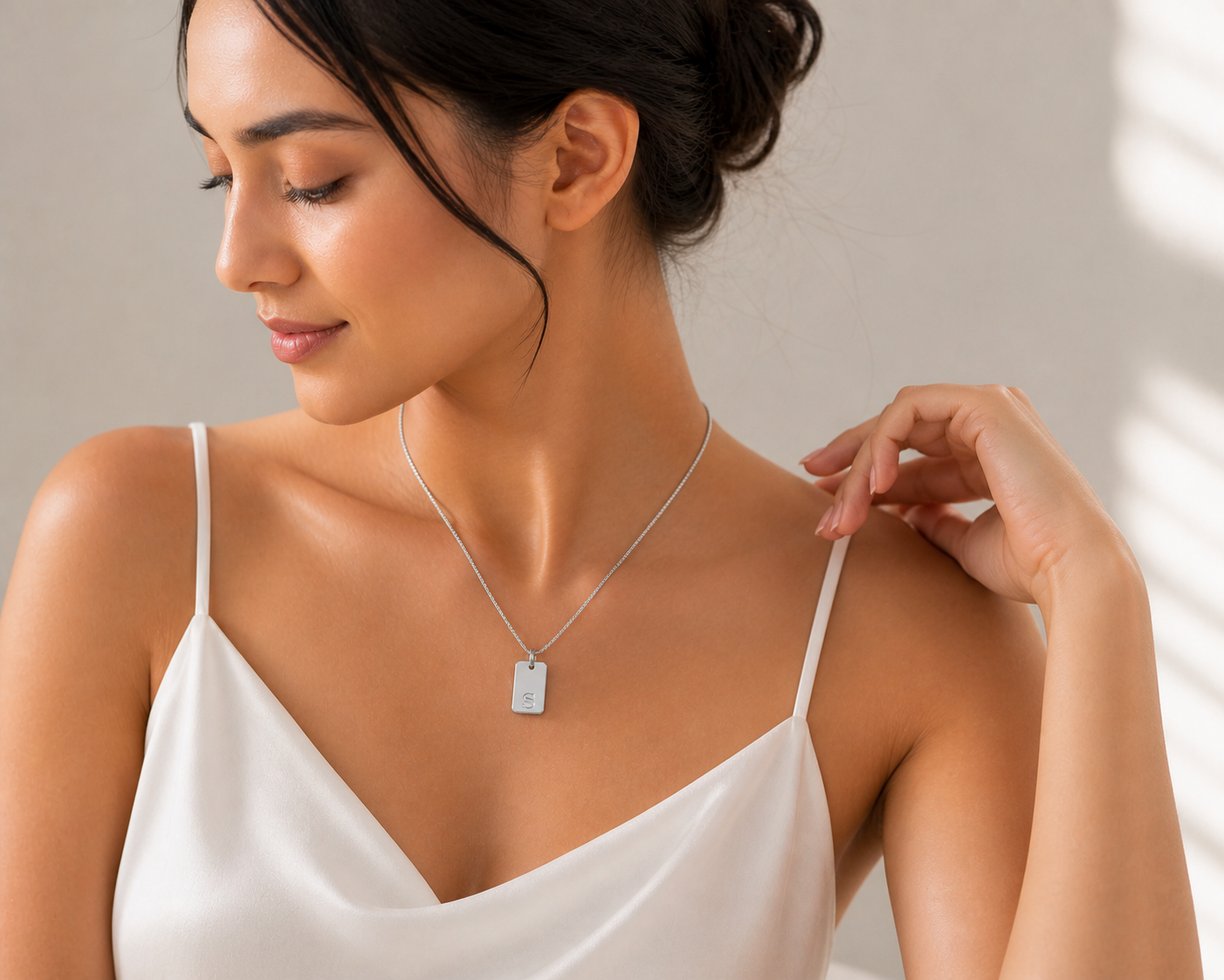 Silver Initial Charm Necklace