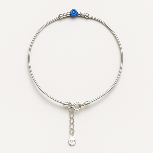 92.5 STERLING SILVER EVIL EYE ANKLET