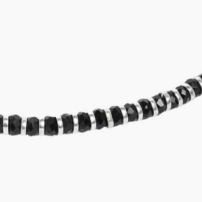 HALLMARK 92.5 STERLING SILVER ORIGINAL CRYSTAL BLACK BEADS NAZARIA ANKLET
