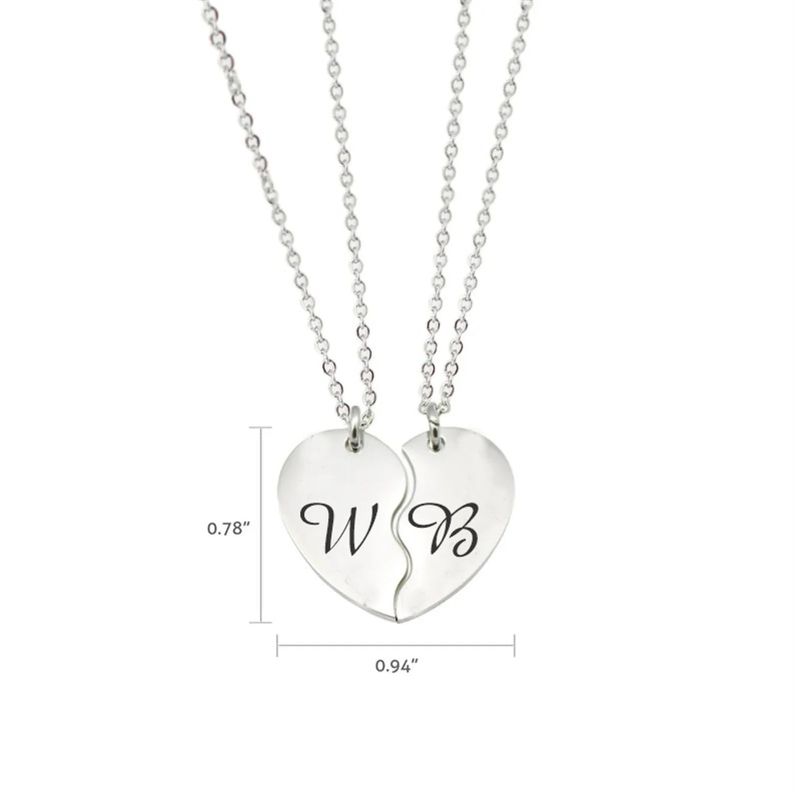 Engraved Split Heart Necklace Set