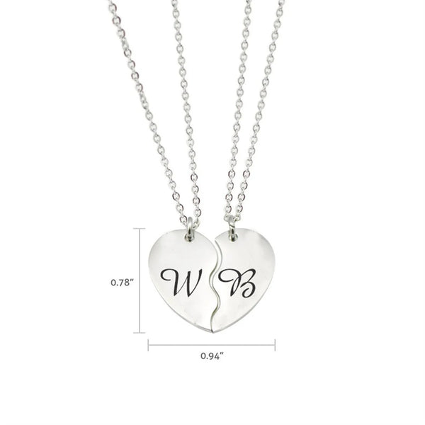 Engraved Split Heart Necklace Set