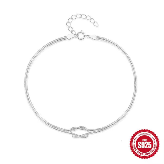 Stylish Minimalist Sterling Silver 92.5 New Infinity Love Knot Couple Bracelet