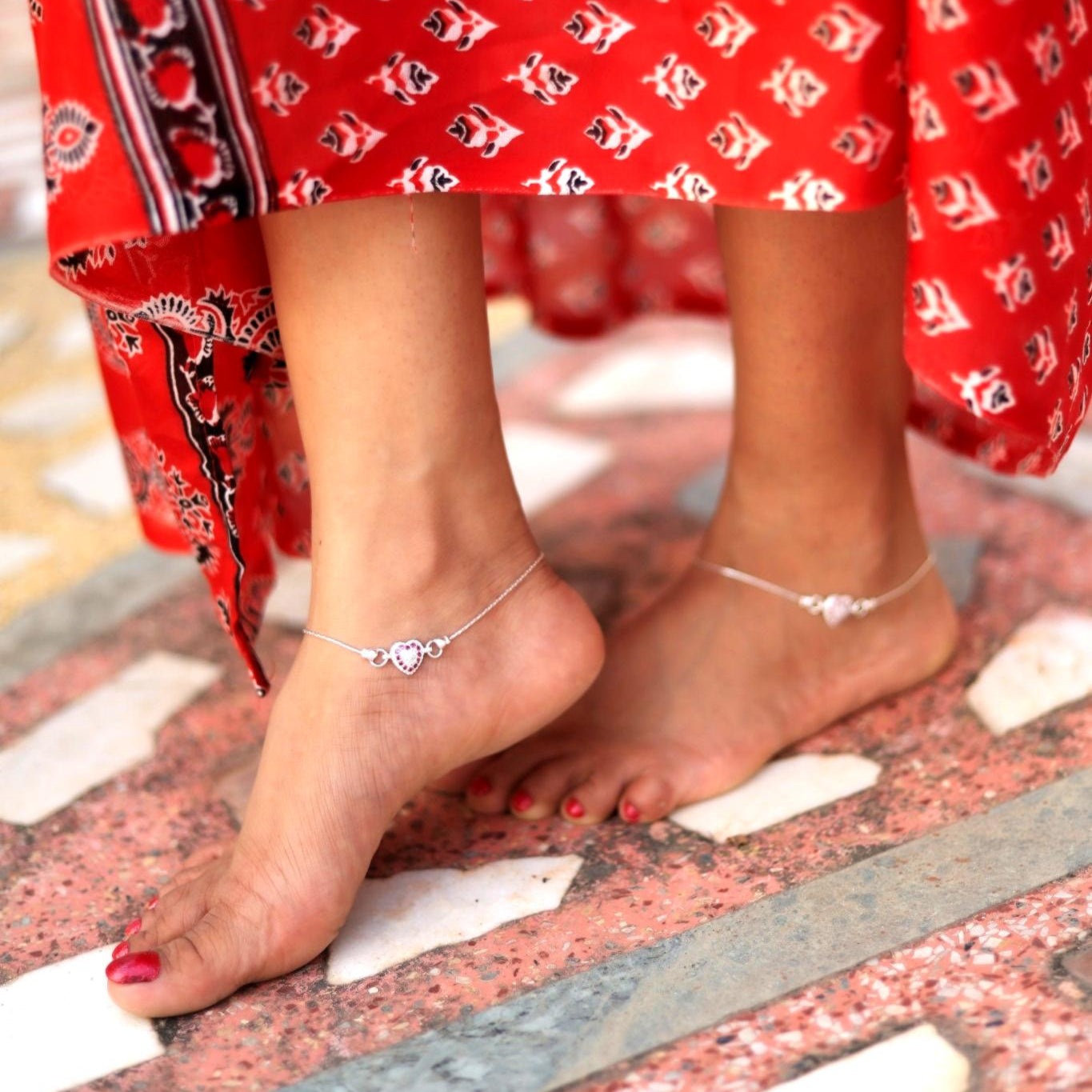 Forever Love Silver Heart Anklet