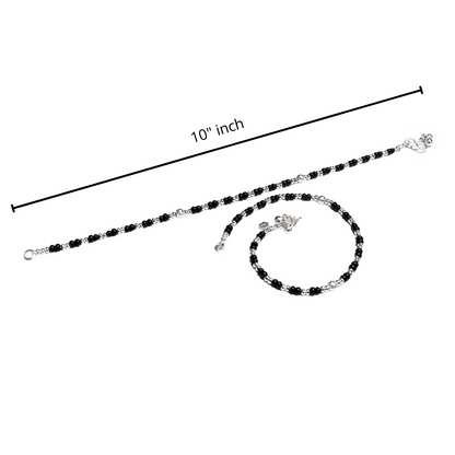 STERLING SILVER BLACK BEADS NAZARIA ANKLET PAYAL