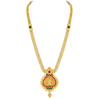 Traditional Laxmi Pendent Gold Plated Opera Style Necklace Set