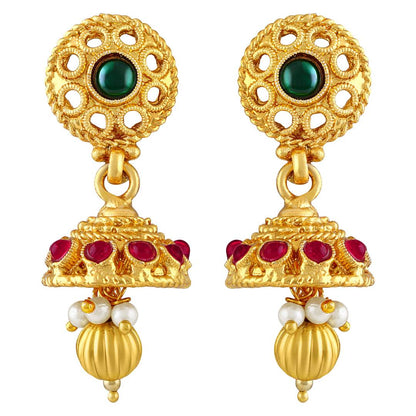 Traditional Laxmi Pendent Gold Plated Opera Style Necklace Set