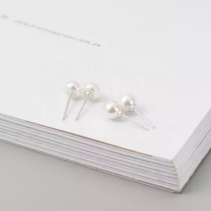 PURE NATURAL FRESH WATER SEA SHELL PEARL STUD EARRINGS