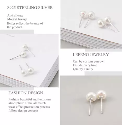 PURE NATURAL FRESH WATER SEA SHELL PEARL STUD EARRINGS