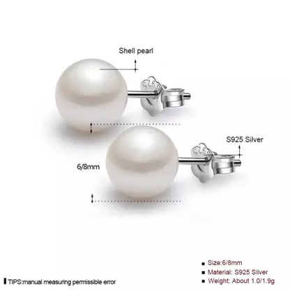 PURE NATURAL FRESH WATER SEA SHELL PEARL STUD EARRINGS