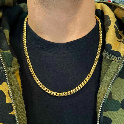 SWASTIK JEWEL REAL 18K MICRO GOLD PLATED CUBAN LINK CHAIN FOR MEN AND WOMEN